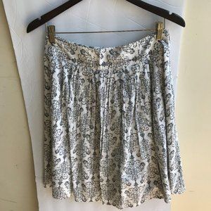 Ann Taylor Loft Pleated  Black & White Print Skirt Size 6